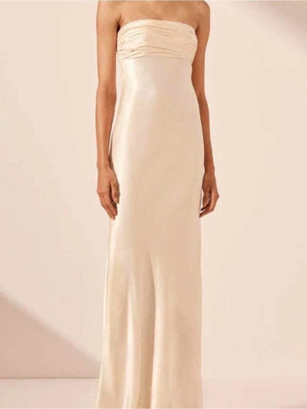 Shona Joy Strapless Cream Satin Column Gown